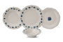 Hermia Blueberry Juego de Cena de Porcelana de 24 Piezas en Blanco, Azul y Verde